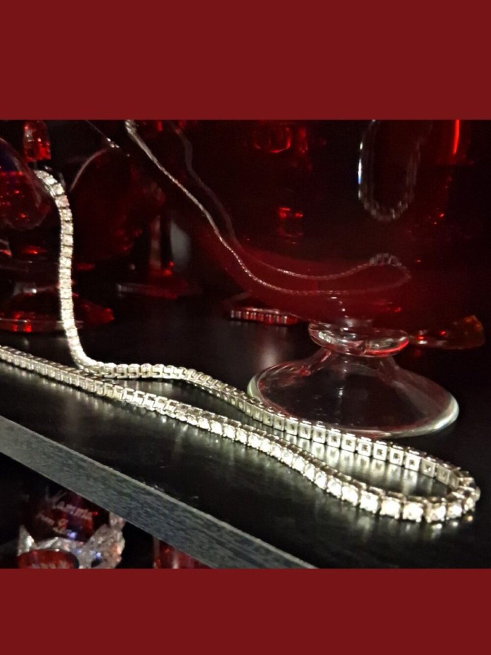 Steel Iced Out Rhinestone Tennis Chain Necklace 32” Long